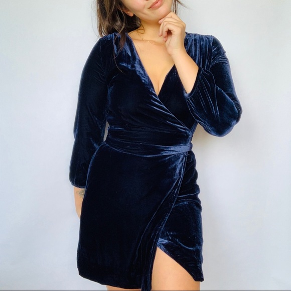 j crew blue velvet dress
